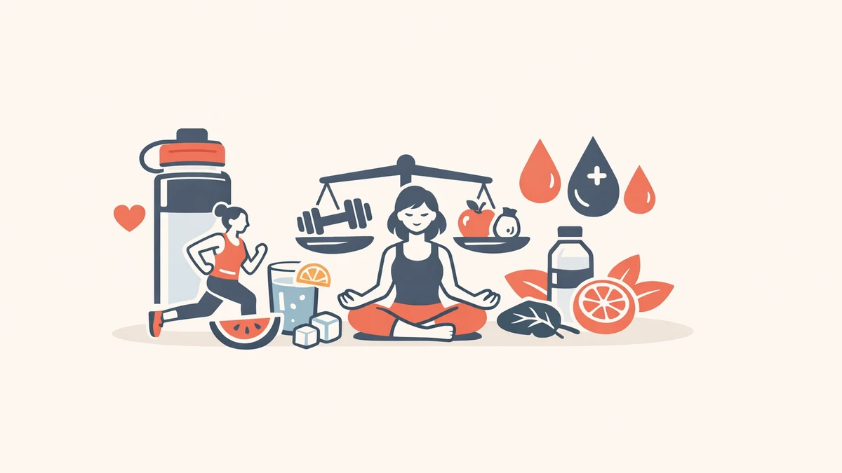 Illustration of balanced fitness and wellness lifestyle