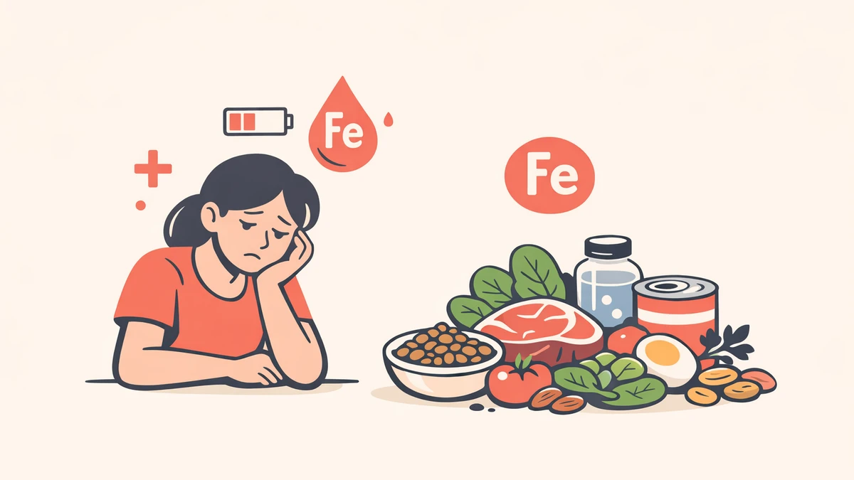 Iron-rich foods including lentils and spinach