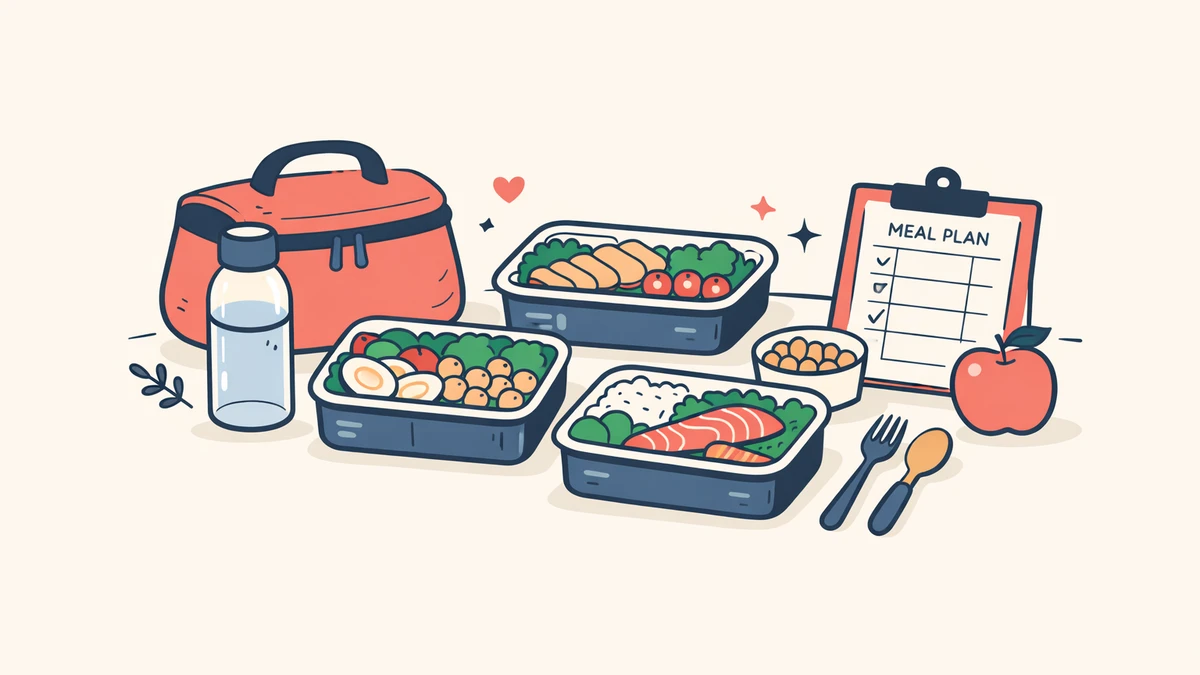 Meal prep containers with colourful vegetables