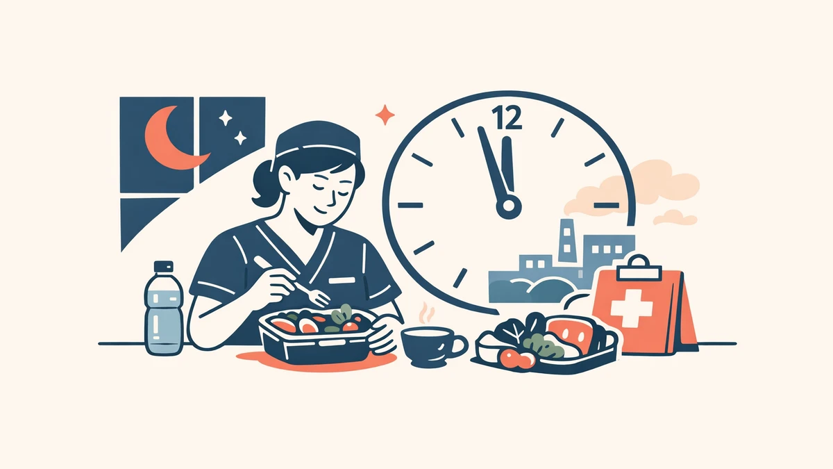Night shift worker with a packed meal