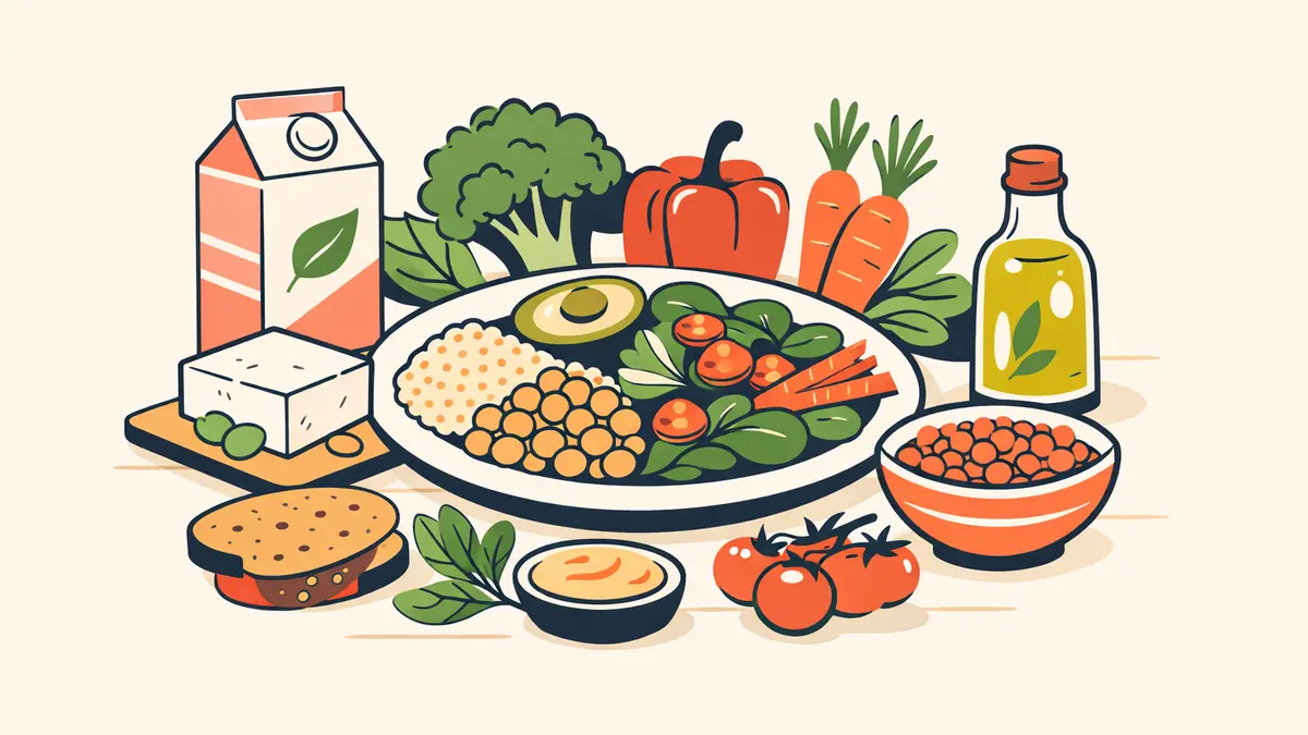 Colourful plant-based meal with legumes