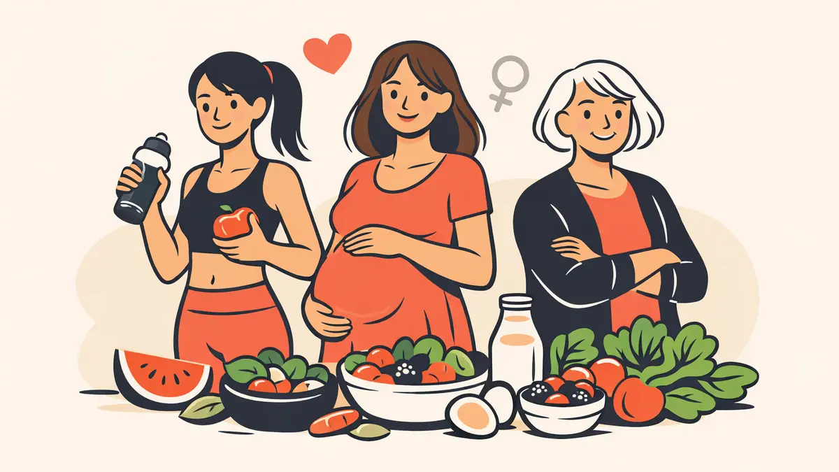 Illustration representing women's health and nutrition at every life stage