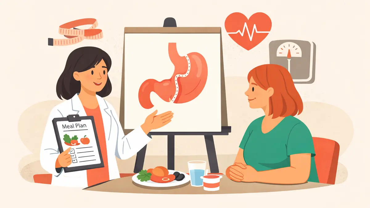 Dietitian discussing meal plan with patient for bariatric surgery