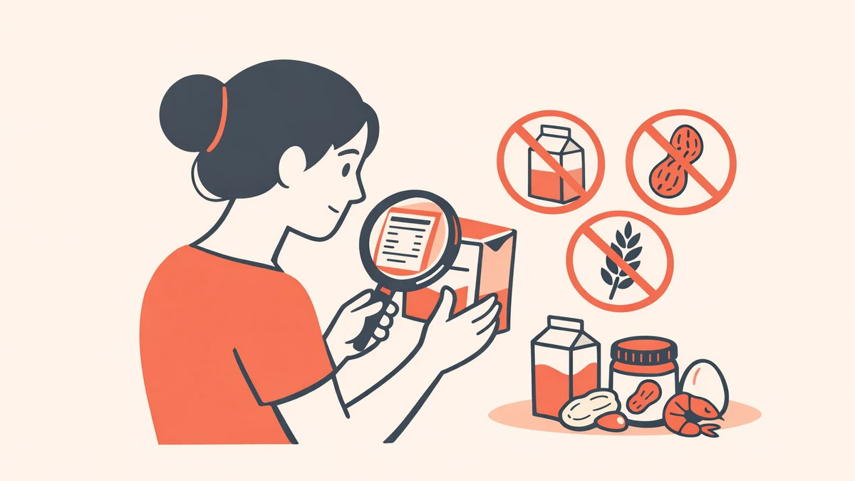 Person checking food labels for allergens