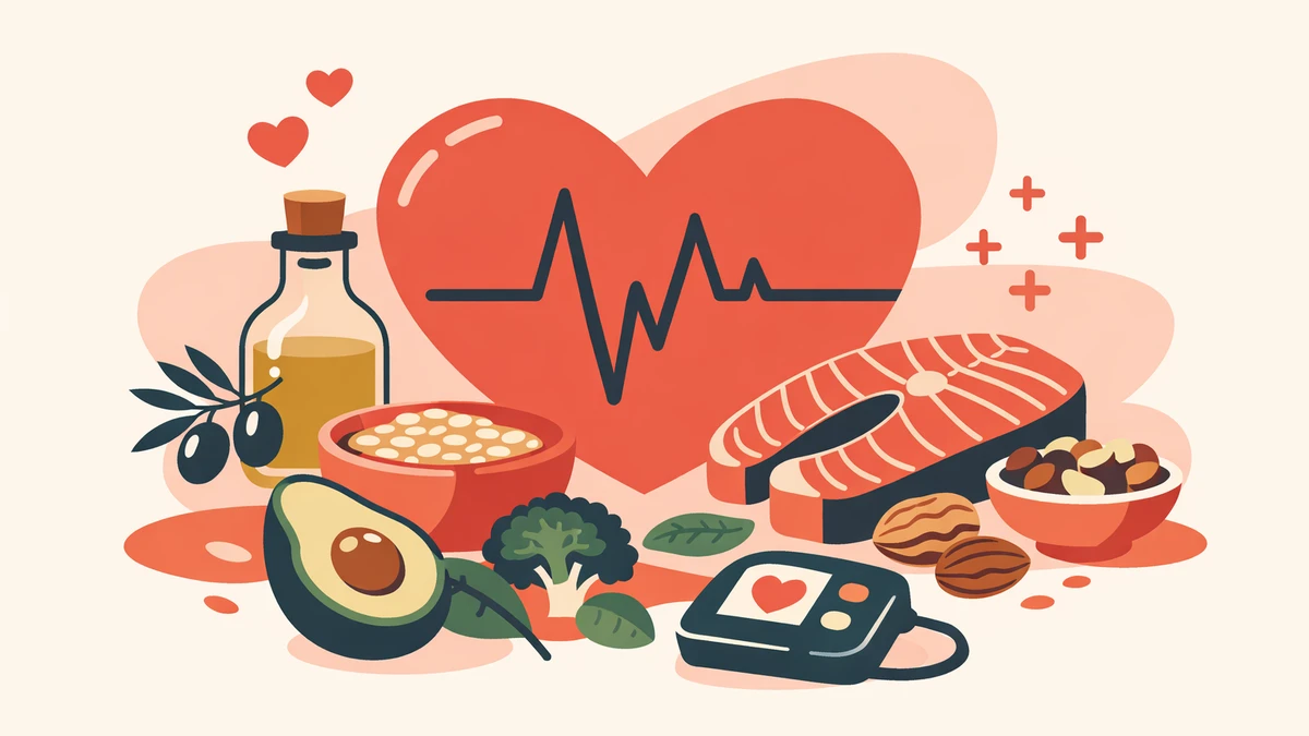 Heart surrounded by heart‑healthy foods