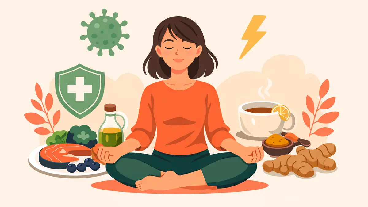 Person meditating with immune‑supporting foods