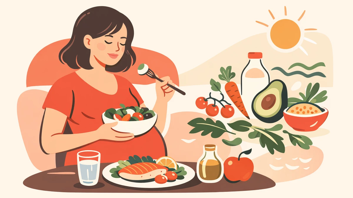 Pregnant woman enjoying a nutritious meal