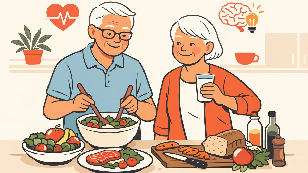 Senior couple preparing a healthy meal